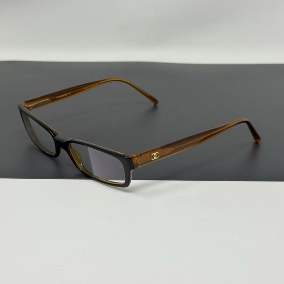 Rare Authentic Chanel 3013 c.582 53mm Black Brown Glasses Frames Italy - Picture 1 of 16